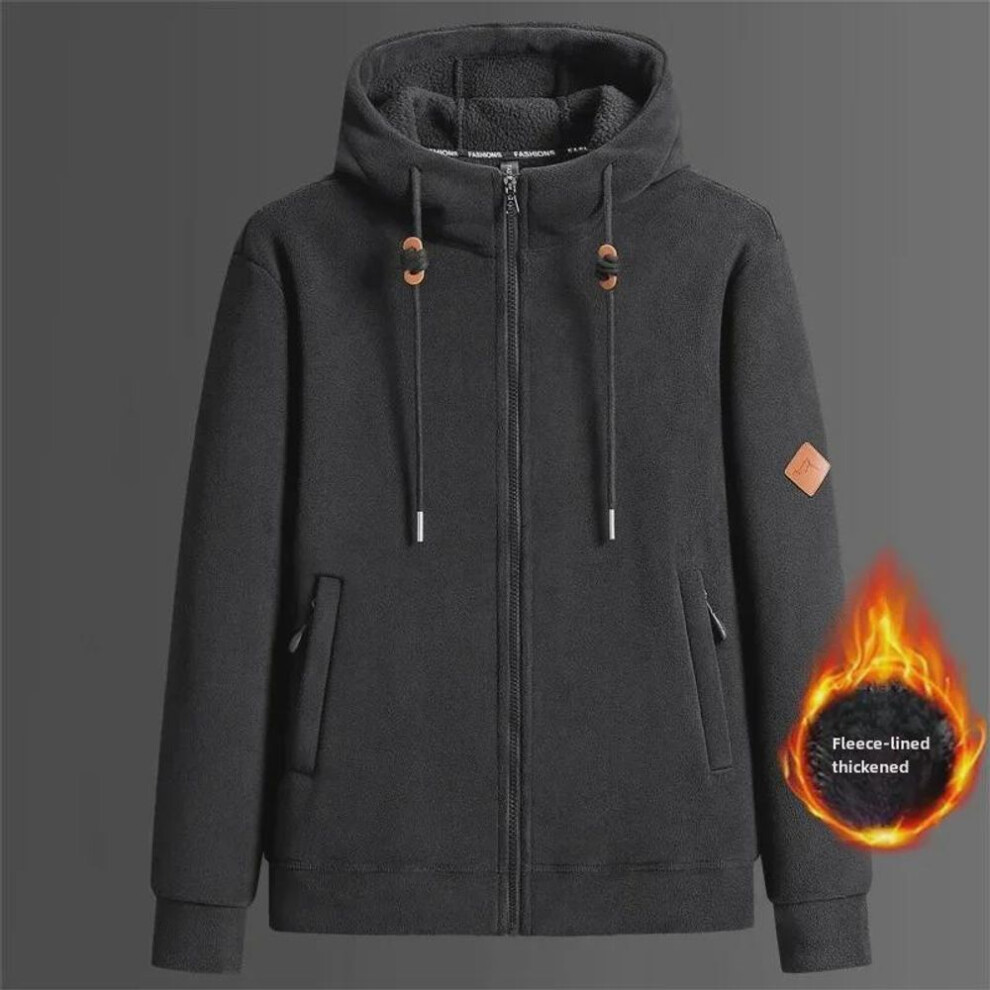 (black, 3XL) Men's and Women's Hooded Polar Fleece Jackets: Double-Faced Cardigans and Sweatshirts for Couples, Ideal for Autumn and Winter.