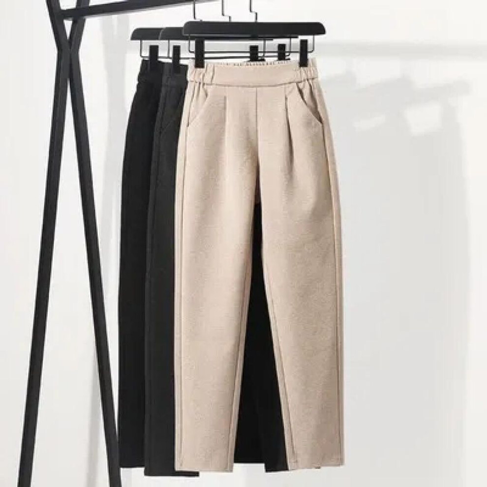 (black, L) Women's High Waist Slim Carrot Pants: Autumn-Winter Loose Casual Harem Trousers for Plus Size