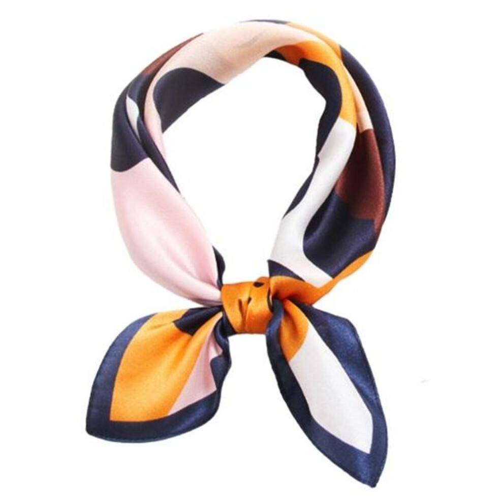 (blue) Silk Scarf for Women Soft Breathable Fashionable Neck Collar with Colorful Print Perfect for Parties Commutes