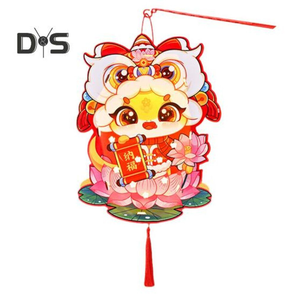 (as the picture, A) Chinese New Year Lantern Cartoon Snake Handheld Paper Lantern Children DIY Craft Lantern Kit for Lunar New Year Home Decor