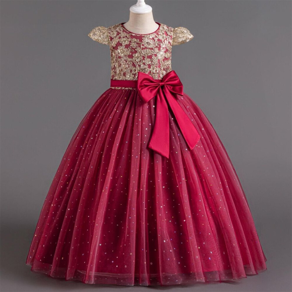 (red, 110) Baby Girls Princess Bridesmaid Pageant Gown Birthday Party Wedding Dress