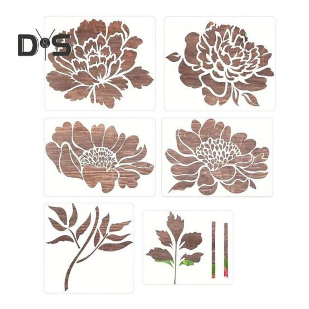 6pcs Large Flower Stencils Garden Fence Diy Decoration Reusable Wall Stencils Nature Templates Graffiti Stickers