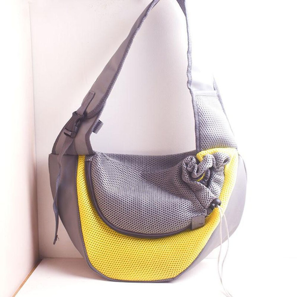 (L, yellow) Breathable Pet Carrier Backpack, Travel Dog Cat Sling Bag, Portable Mesh Pet Front Backpack