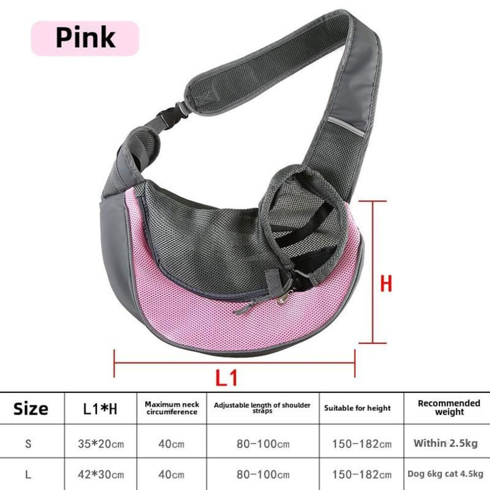(S, pink) Breathable Pet Carrier Backpack, Travel Dog Cat Sling Bag, Portable Mesh Pet Front Backpack