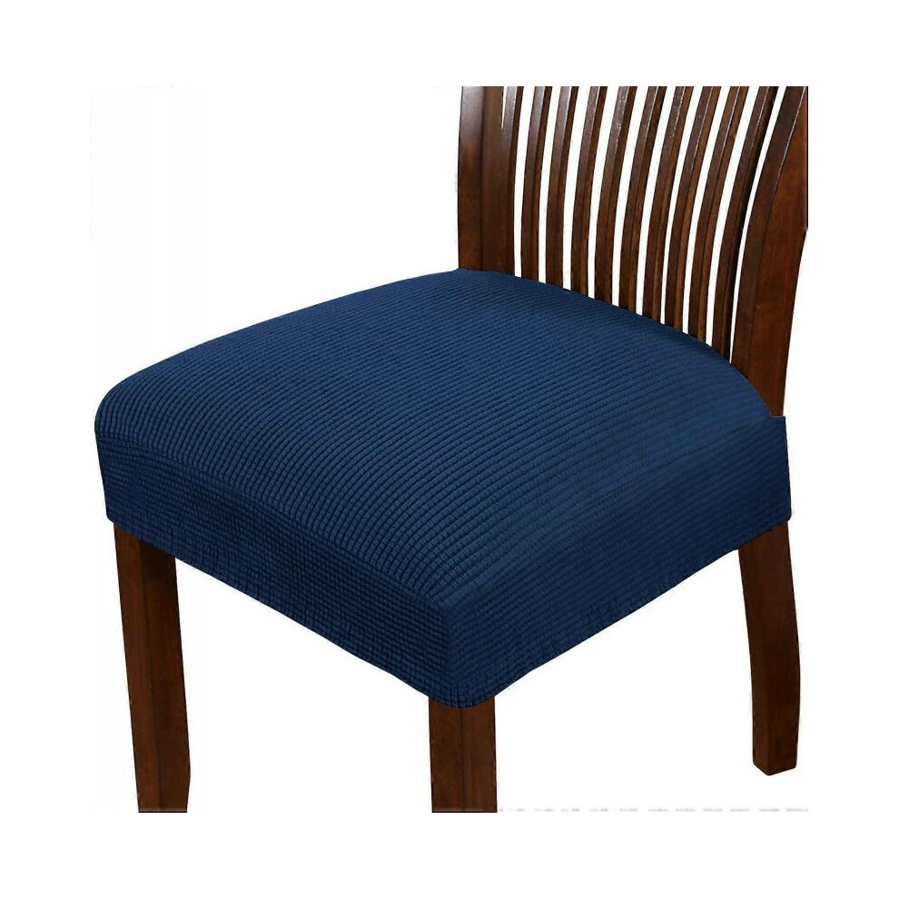 (Navy*6, Navy) Dining Chair Seat Cover Stretch Spandex Chair Seat Covers Chair Seat Cushion Slipcovers Removable Washable Chair Seat Covers - Set of 4, Off White