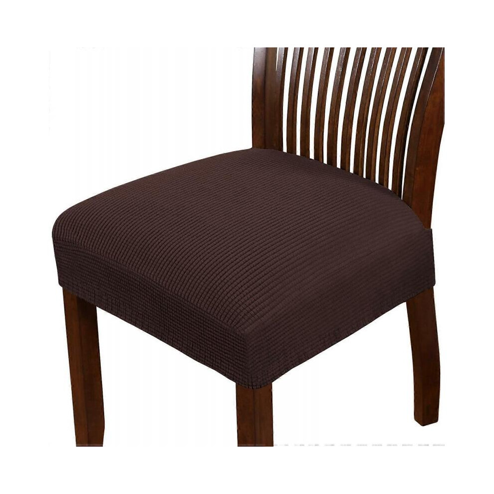 (Brown*4, Brown) Dining Chair Seat Cover Stretch Spandex Chair Seat Covers Chair Seat Cushion Slipcovers Removable Washable Chair Seat Covers - Set of