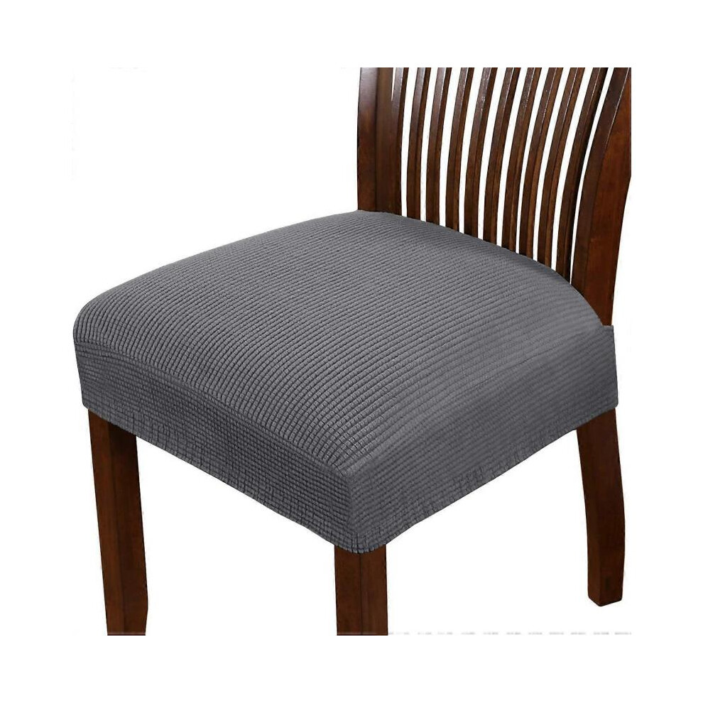 (Grey*2, Grey) Dining Chair Seat Cover Stretch Spandex Chair Seat Covers Chair Seat Cushion Slipcovers Removable Washable Chair Seat Covers - Set of 4