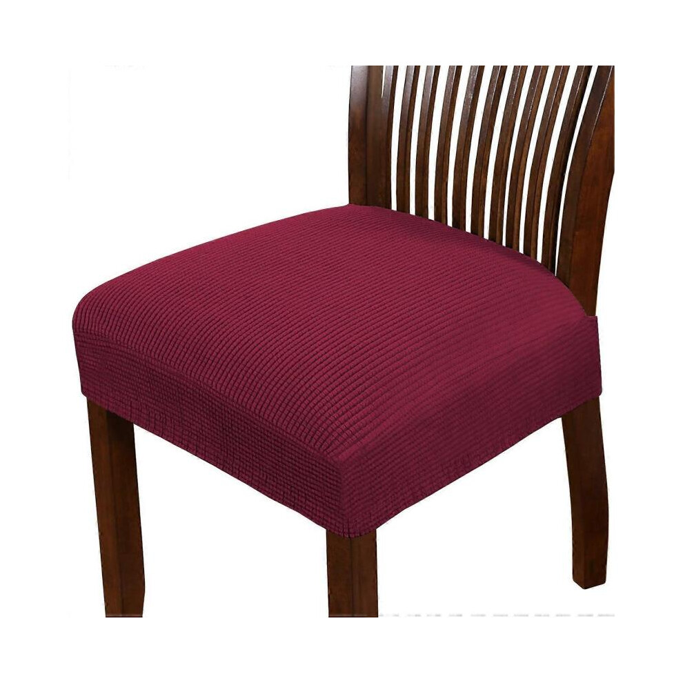 (Wine*2, Wine) Dining Chair Seat Cover Stretch Spandex Chair Seat Covers Chair Seat Cushion Slipcovers Removable Washable Chair Seat Covers - Set Of 4 White