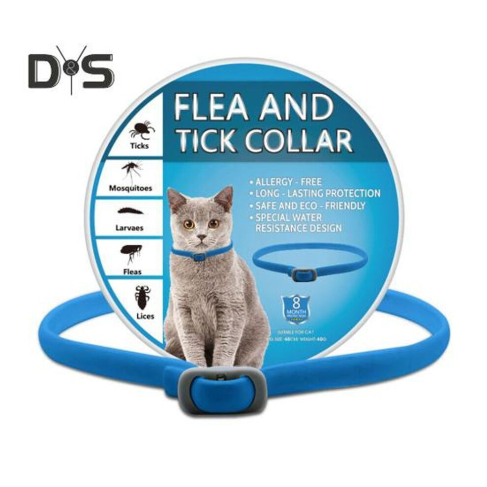 (Cat, light blue) Pet Flea Collar Adjustable Flea And Tick Collar for Cats Dogs 8 Months Long Term Protection Natural Pet Tick Collar