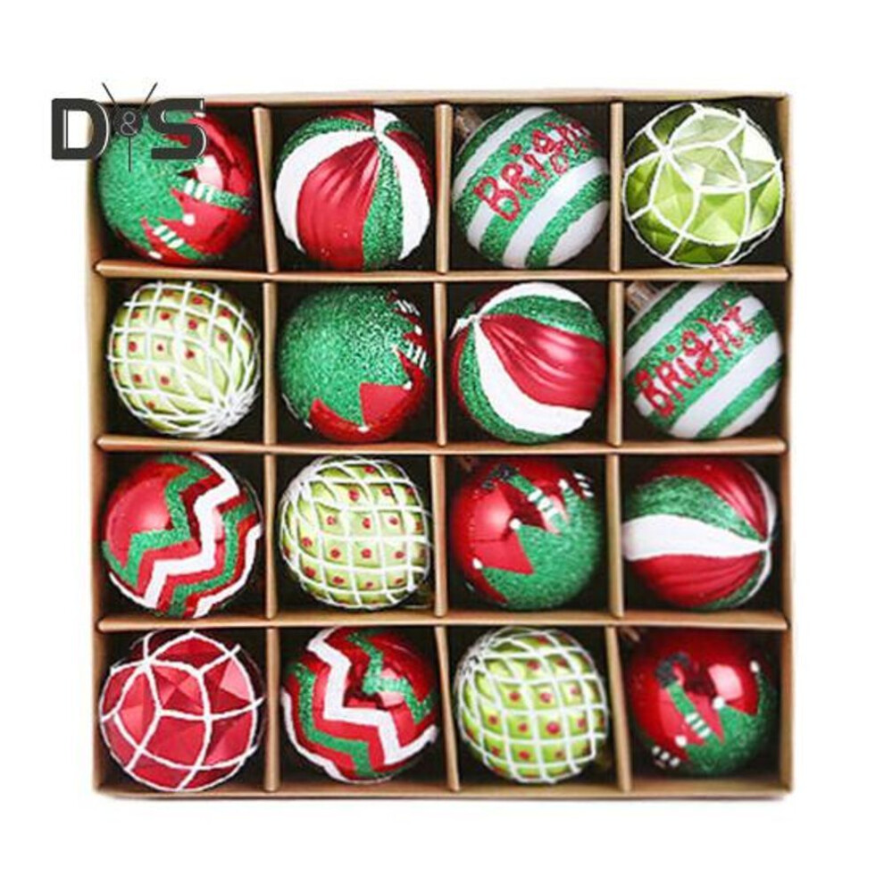 (as the picture, C) 16 Pcs Christmas Ball Ornaments Plastic Glittering Hanging Bell Snowflake Swirl Ball Decoration Xmas Tree Pendant For Holiday Home Decor