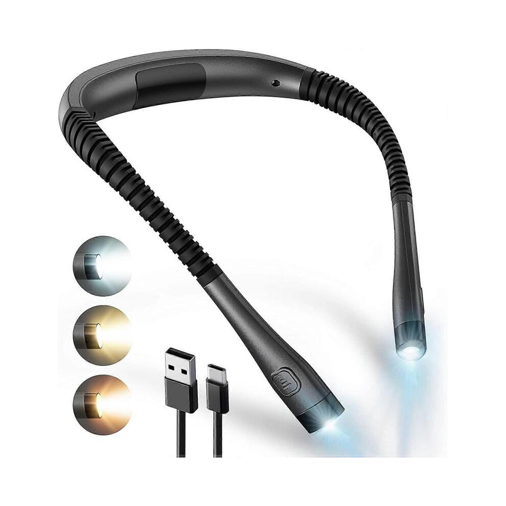LED Neck Reading Light, Bendable Rechargeable Book Light for Reading in Bed, Eye Friendly