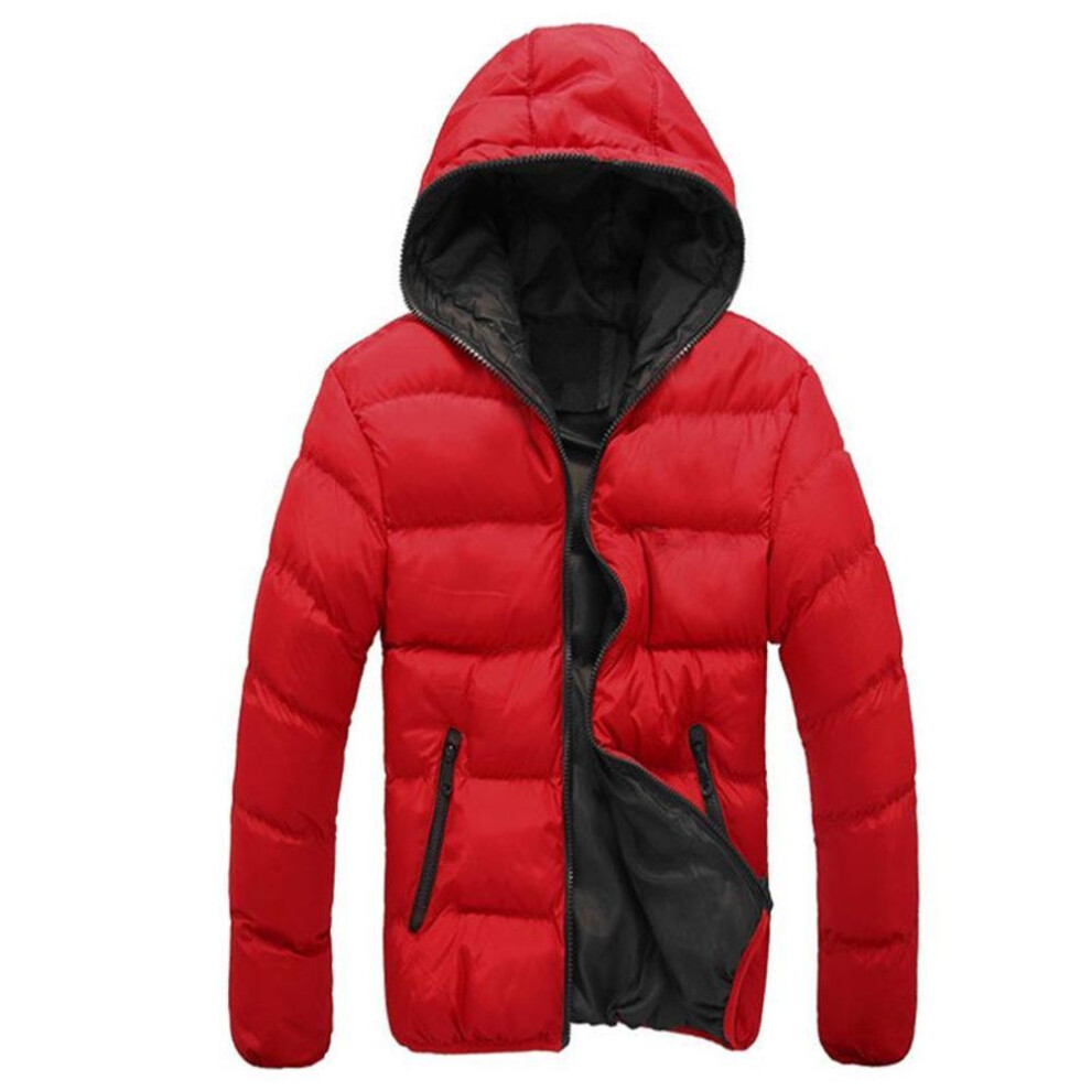 (bright red,black, 3XL) Korean Style Men's Velvet Winter Jacket - Off-season Clearance Sale