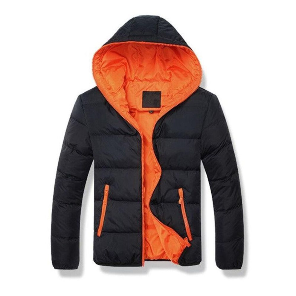 (black,orange, 3XL) Korean Style Men's Velvet Winter Jacket - Off-season Clearance Sale