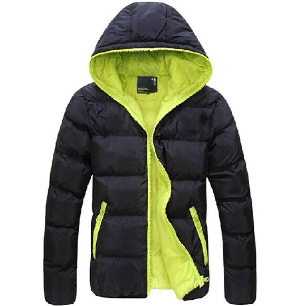 (black,green, L) Korean Style Men's Velvet Winter Jacket - Off-season Clearance Sale