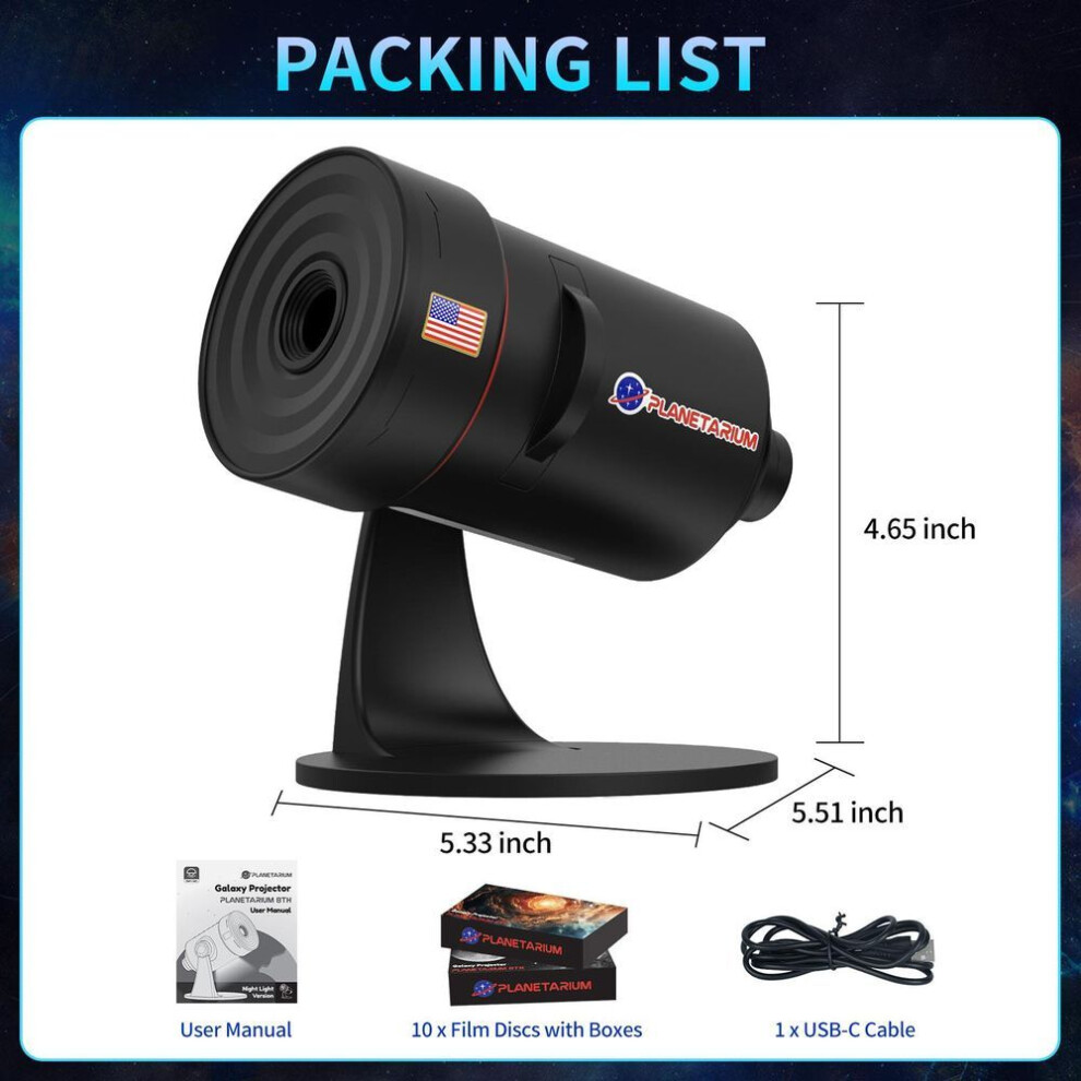 (black) Planetarium Observatory Telescope Projection Lamp 10 In 1 Star Projector Galaxy Nebula Night Light With Timer, Led Lamp Room Decor