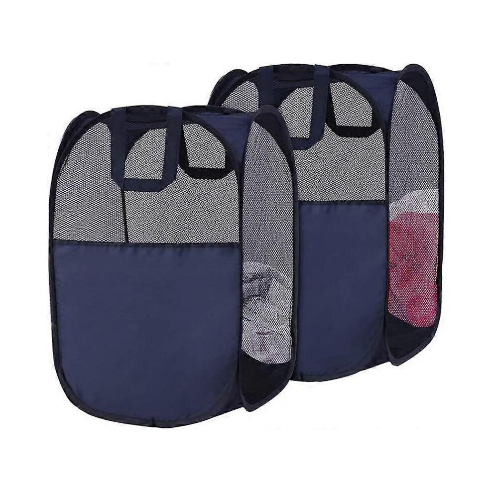 Mesh Collapsible Laundry Baskets, Pop up Laundry Hamper Bins,Folding Washing Basket with Handles