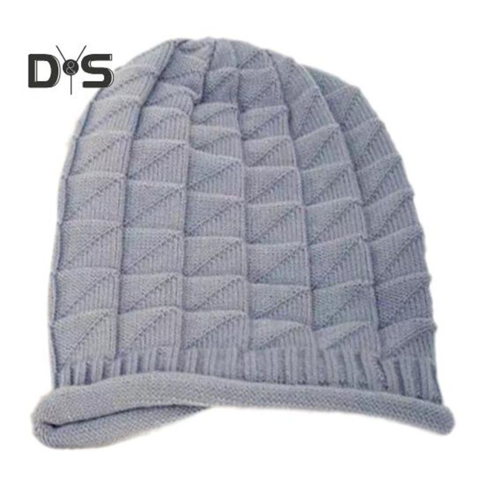 (grey) Winter Unisex Knitted Hat Stretchy Windproof Solid Color Ear Protection Hip Hop Warm Daily Wear Cap Hiking Traveling Shopping Piled Cap