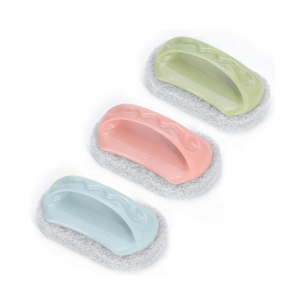 3Pcs Kitchen Sponge Bathtub Pool Scrub Brush Strong Scouring Dish Washing Cleaning Brush