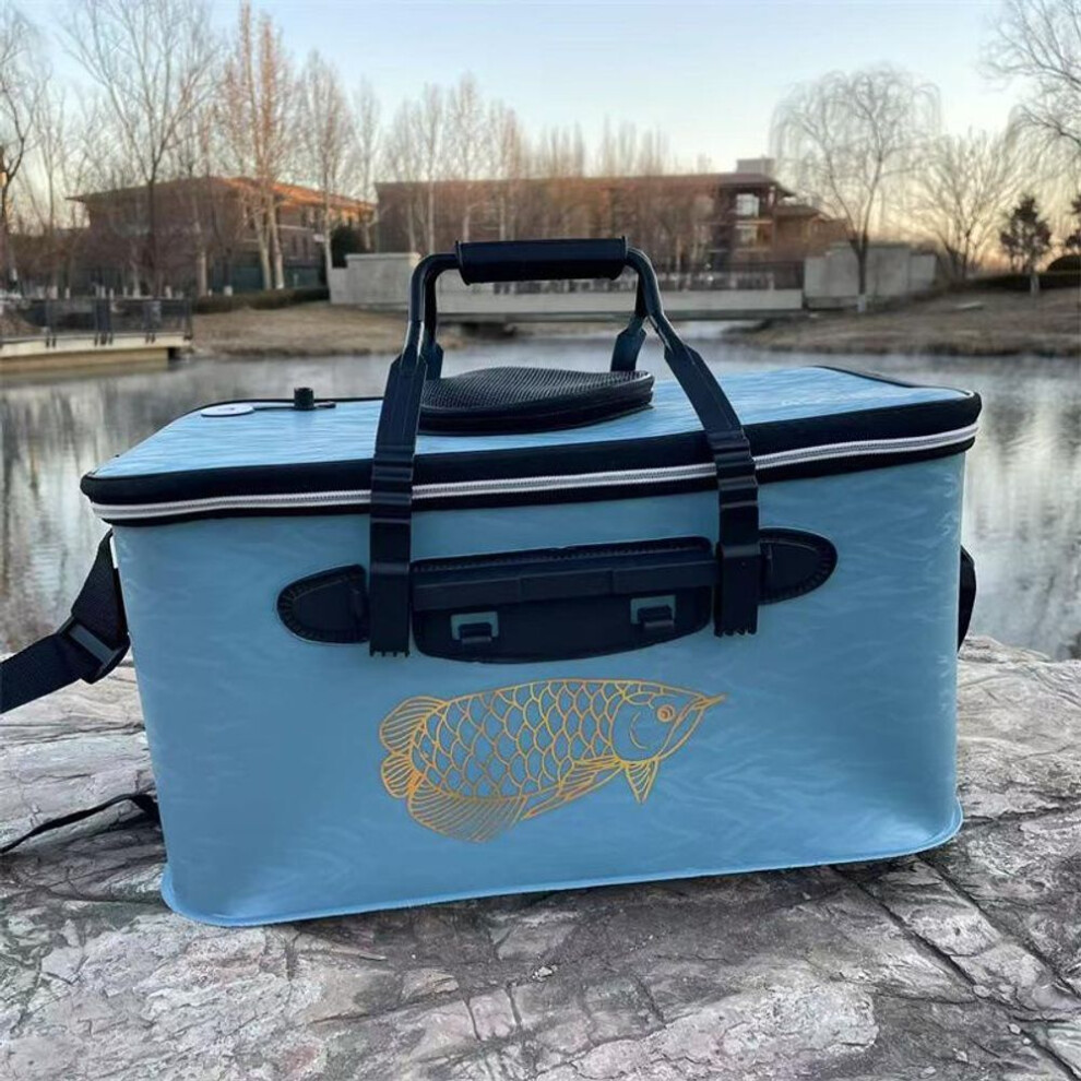 (blue, 40cm-25cm-21cm) 1 Pcs Portable Waterproof Eva Multi-purpose Fishing Bucket Collapsible Fish Bucket Live Fish Container For Camping And Hunting