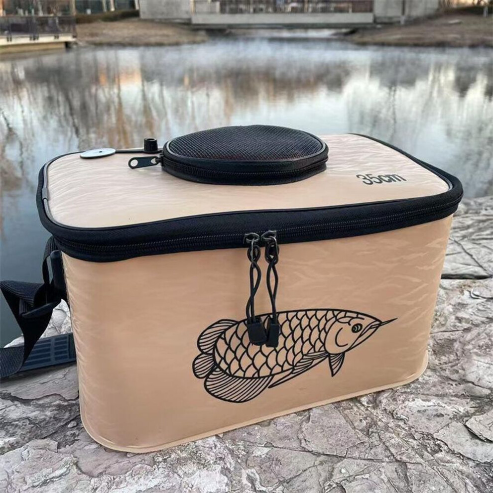 (brown, 50cm-28cm-23cm) 1 Pcs Portable Waterproof Eva Multi-purpose Fishing Bucket Collapsible Fish Bucket Live Fish Container For Camping And Hunting
