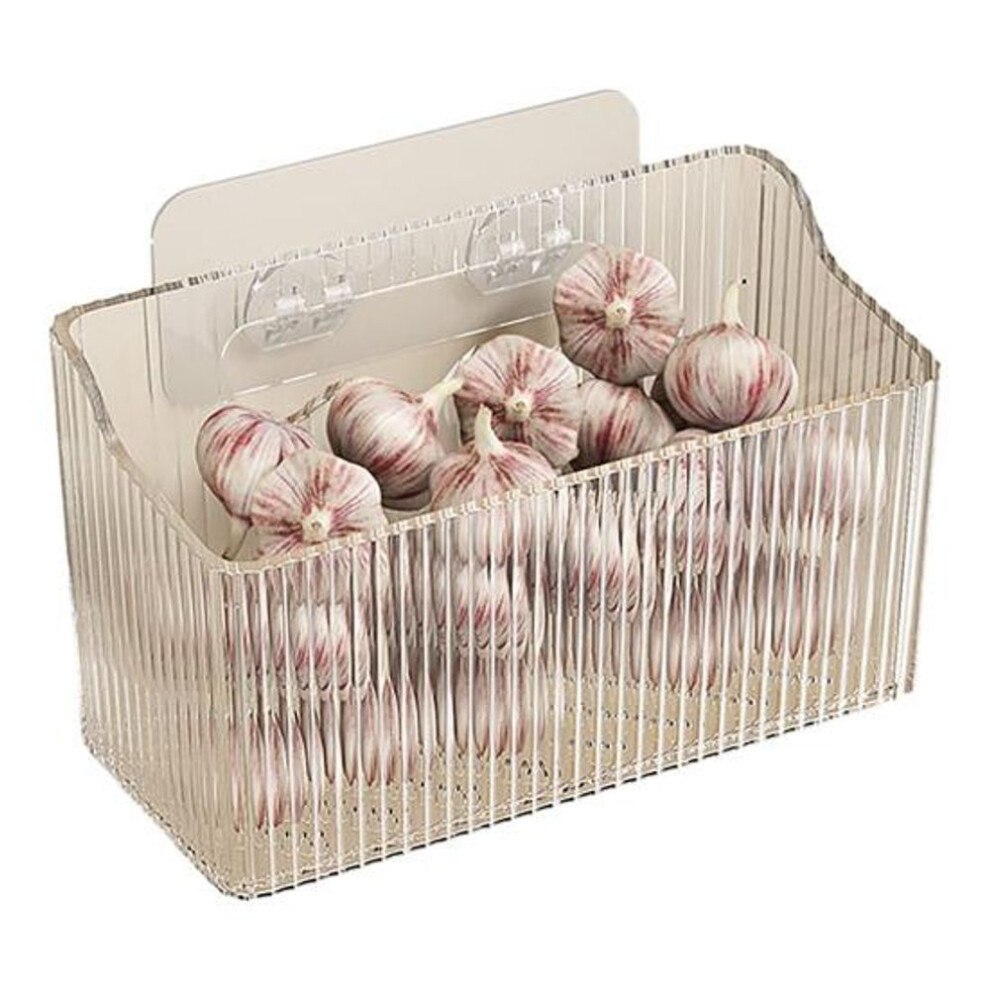 (clear) Storage Basket Punch-free Large Capacity Wall-Mounted Onion Ginger Garlic Storage Box for Kitchen Bathroom