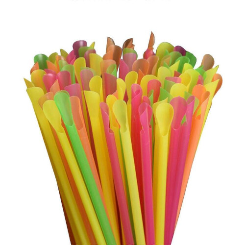 100-Pack Plastic Spoon Straw Stirring Coffee Spoons