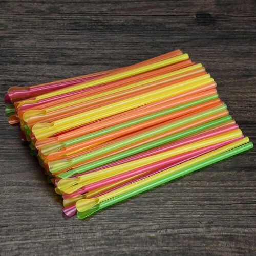 100-Pack Plastic Spoon Straw Stirring Coffee Spoons 2