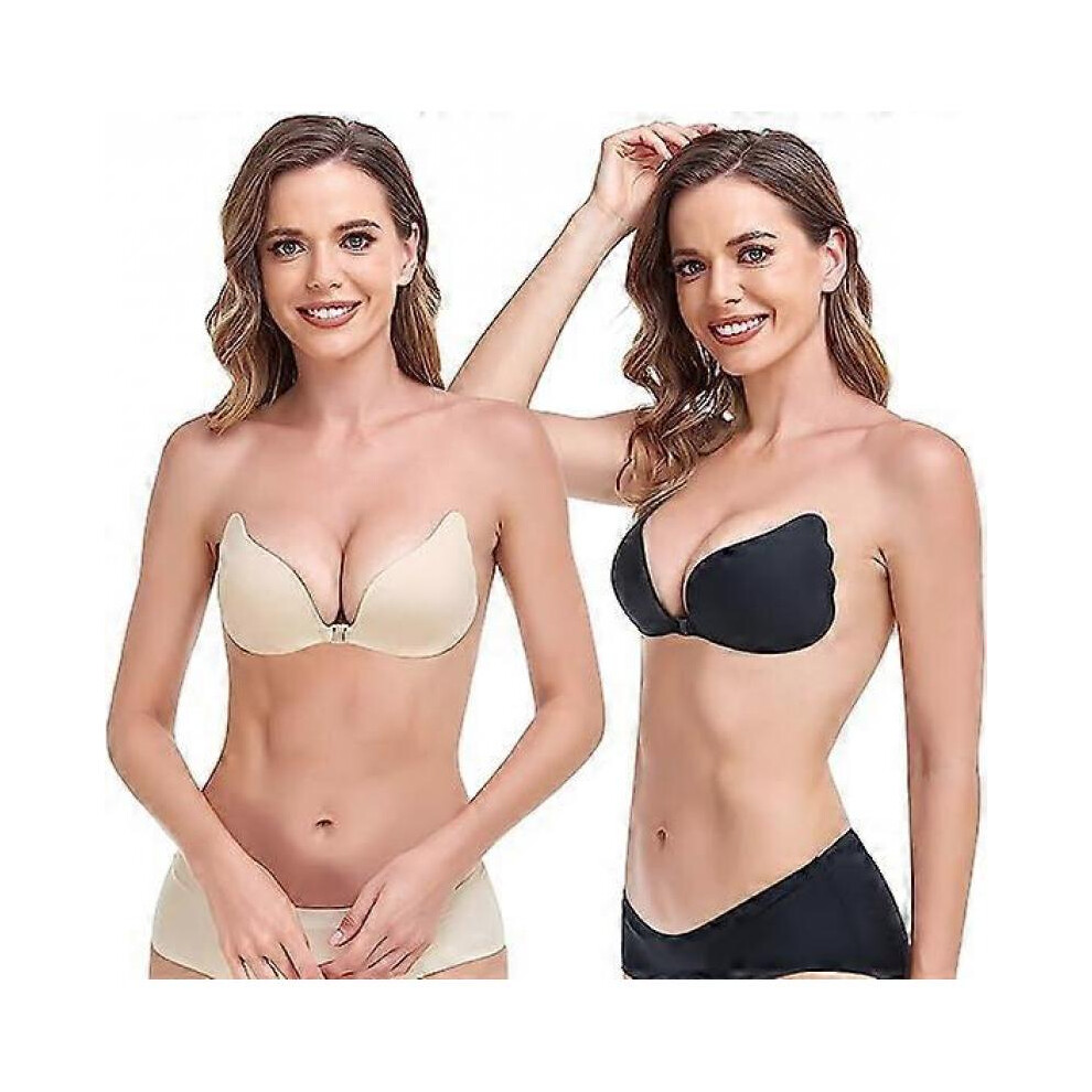 Women's Self Adhesive Bras, 2 Pack Reusable Invisible Self Adhesive Bras for Evening Dresses, Size E