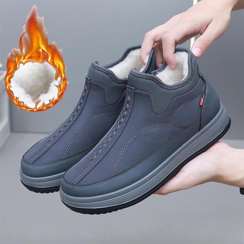 (grey, 40) New Men Snow Boot Winter Cotton Shoes Comfortable Velvet And Thickening Shoes Simple Original Fashion Outdoor Waterproof Casual