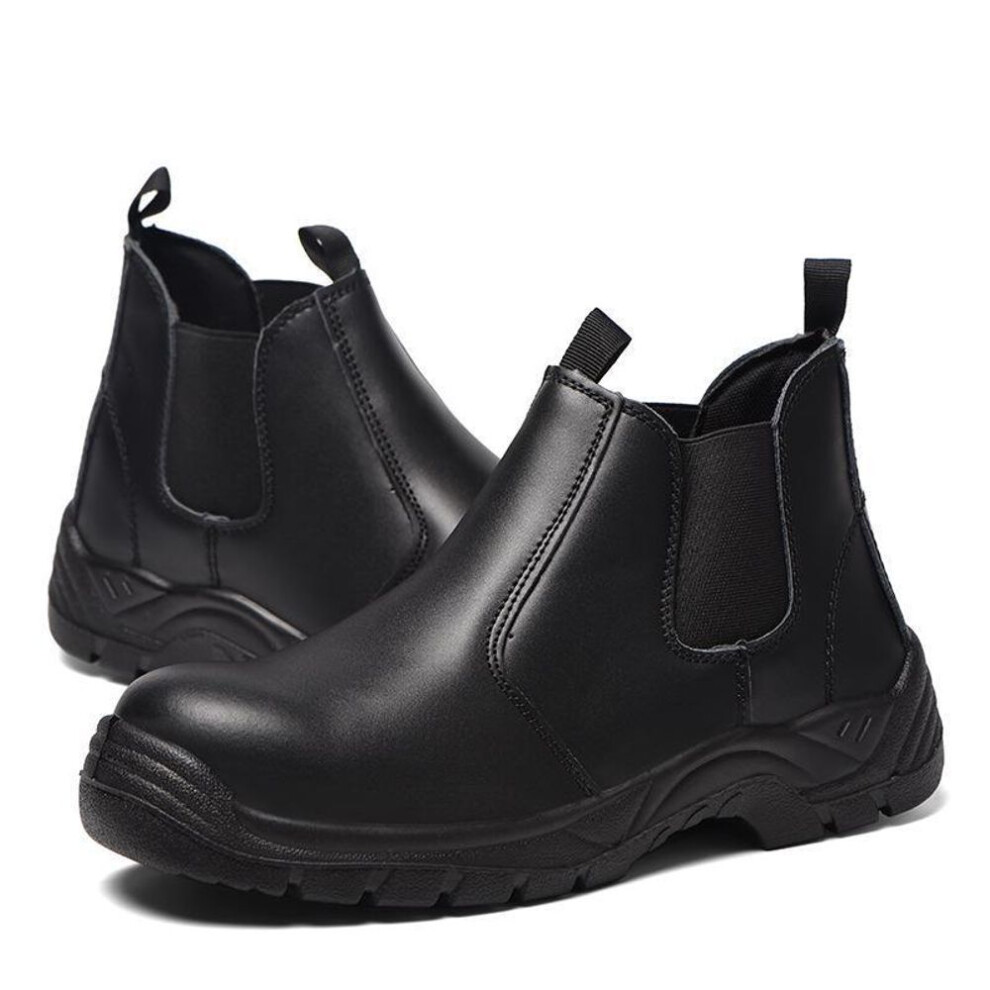 (black, 42) Waterproof Anti-Slip Protective Work Shoes: Breathable, Anti-Smash, Anti-Puncture Cowhide for Welders & Construction Sites