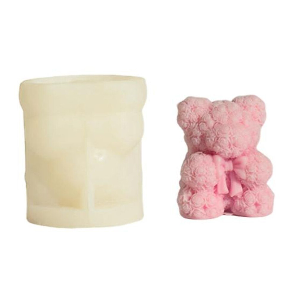 (as the picture, C) 3D Rose Bear Mold Teddy Bear Candle Making Mold Flexible Silicone Casting Mold For Diy Handmade Soaps Candles Epoxy Resin Plaster Crafts