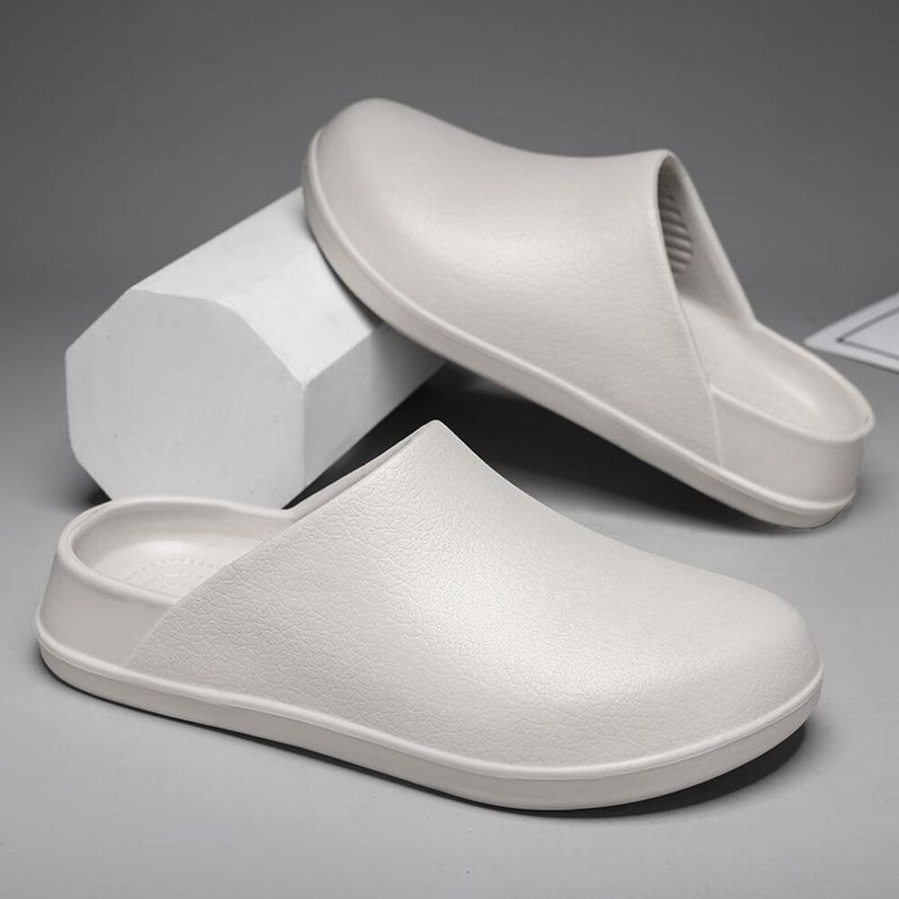 (grey, 40-41) Men Women Slippers Couples Garden Clog Women Water Proof Chef Shoe Comfortable Sandal Slippers For Pet Workers Outdoor Fishing Shoes