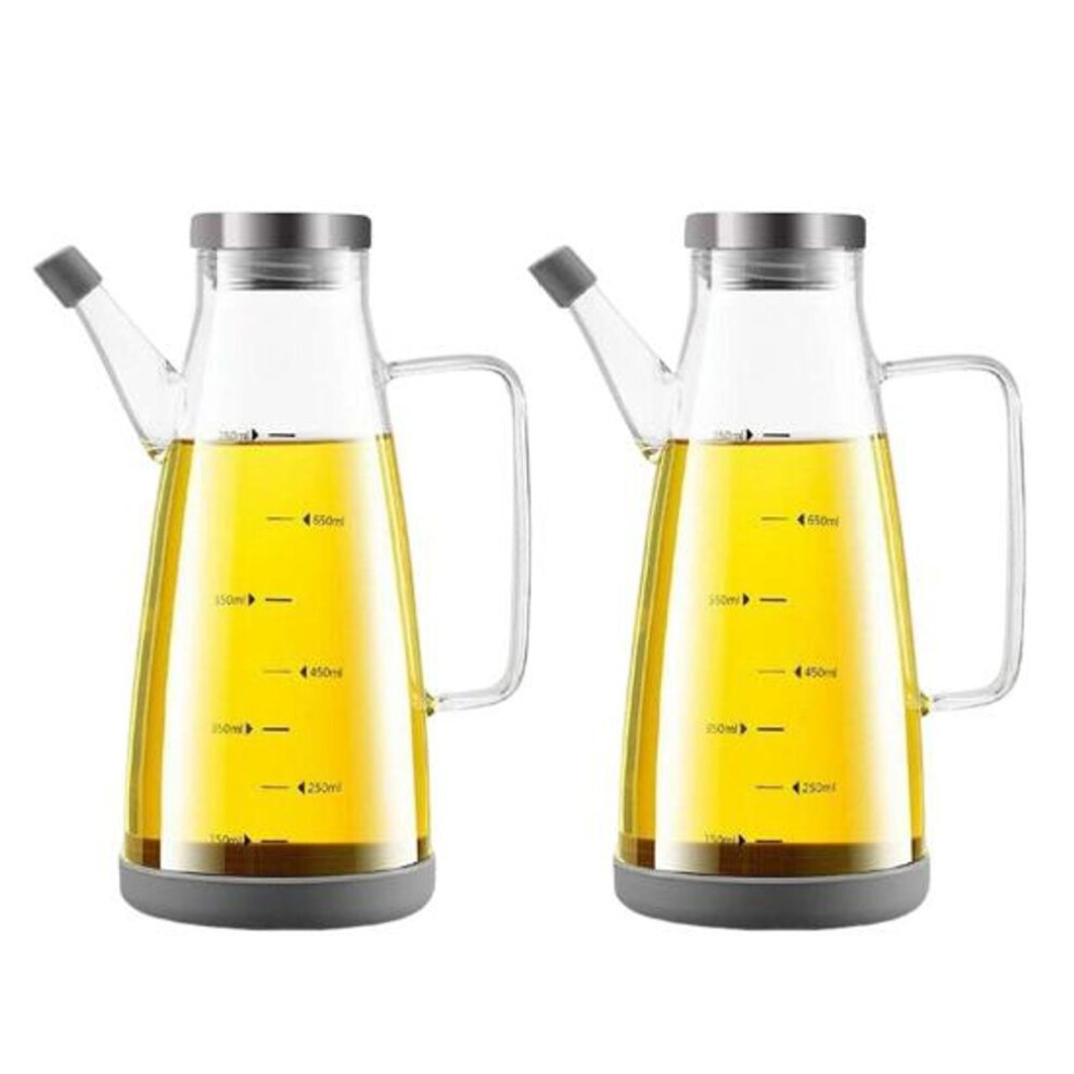 (as the picture, 750ML 2pcs) Glass Oil Dispenser Bottle With Drip-free Spout 550/750/1000ml Large Capacity Oil Pot Heat-resistant Oil Vinegar Dispenser Container Bottles Kitchen