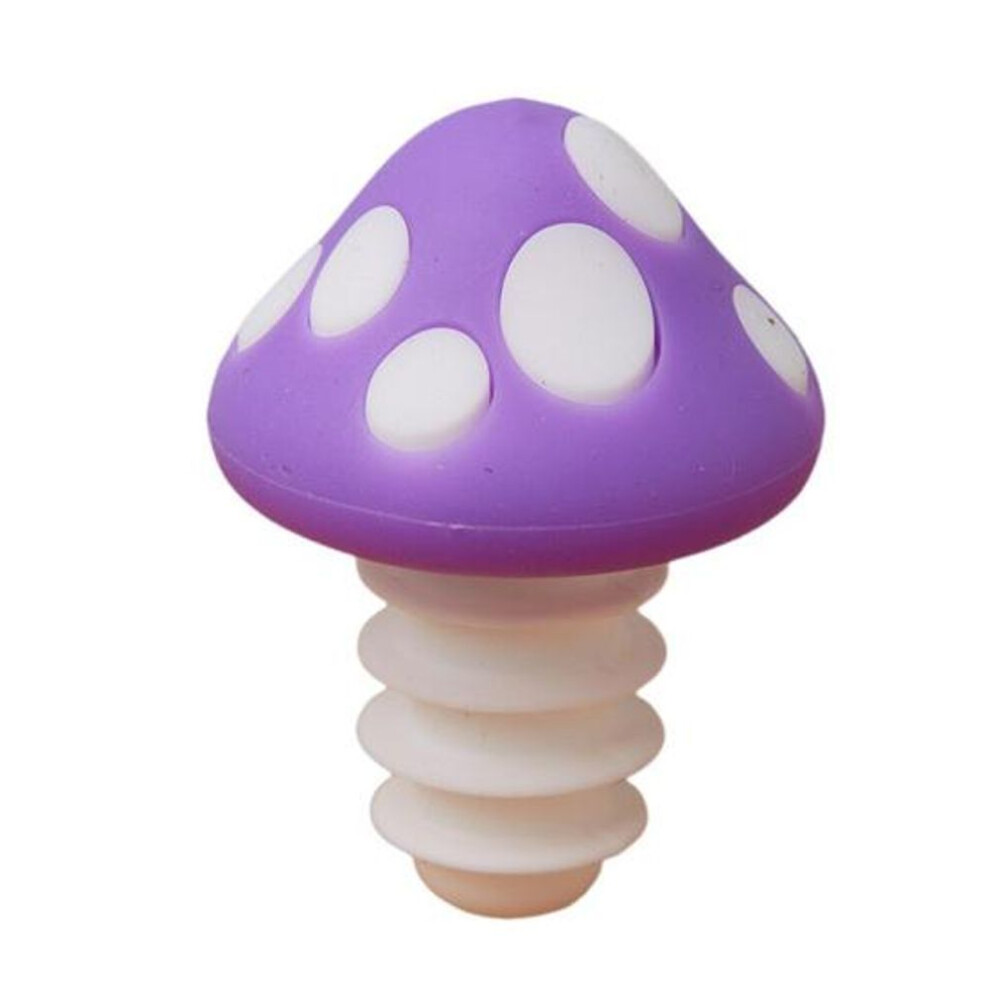 (purple) Silicone Wine Bottle Stoppers Mushroom-shaped Bottle Wine Cork Freshness Preserver Leak-proof Kitchen Gadget