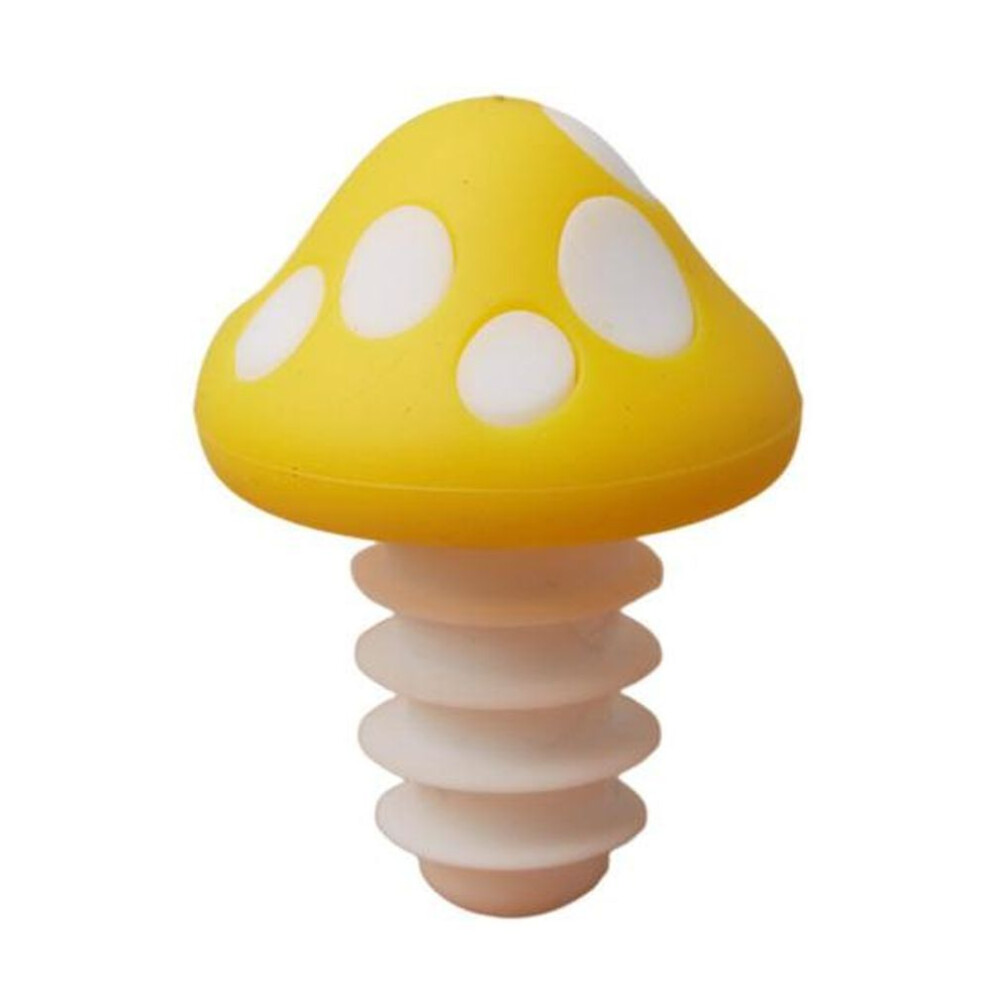 (yellow) Silicone Wine Bottle Stoppers Mushroom-shaped Bottle Wine Cork Freshness Preserver Leak-proof Kitchen Gadget