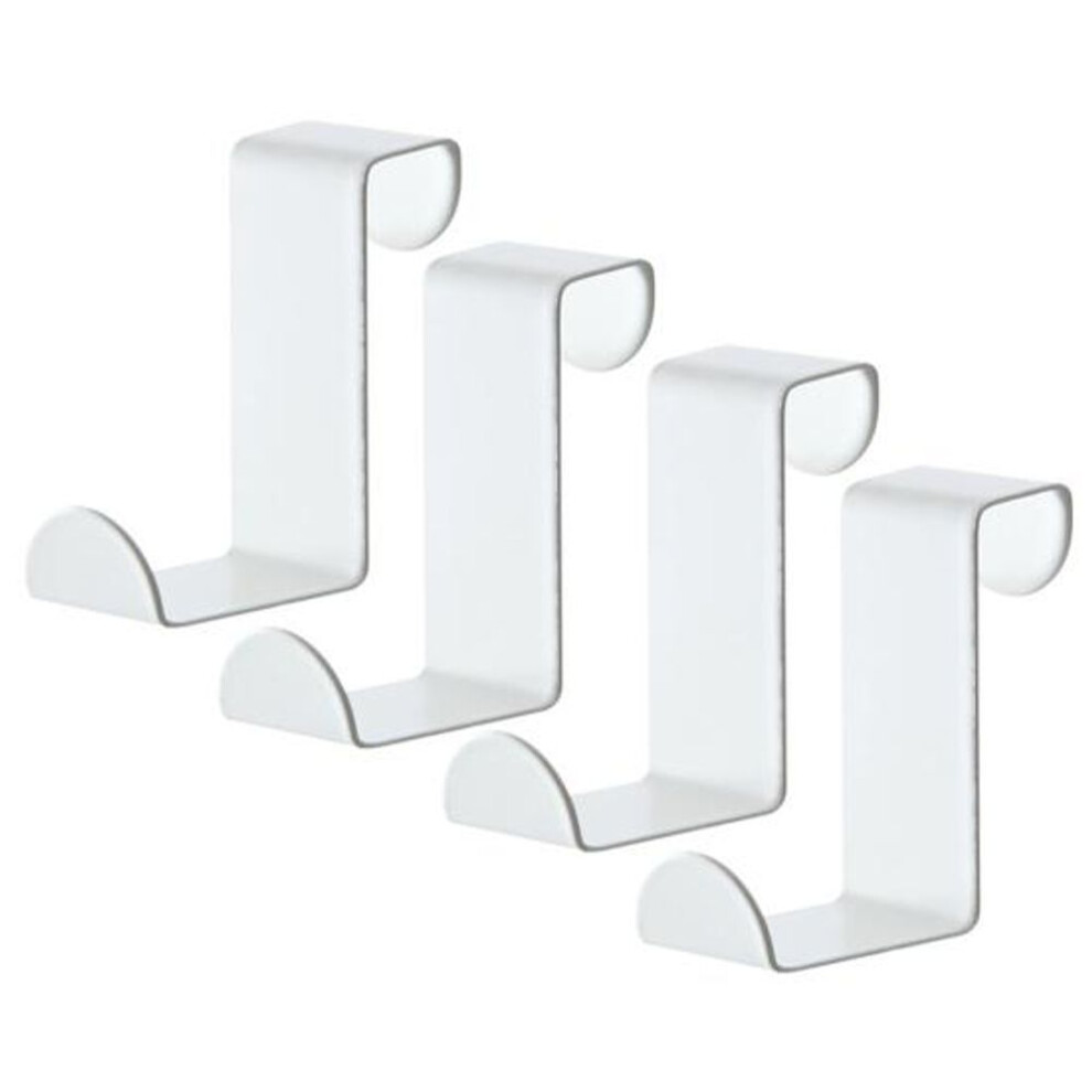 (white) 4pcs Door Back Hooks Rustproof Anti-deform Strong Load-bearing Coat Towel Organizer Cabinet Hanger Hooks