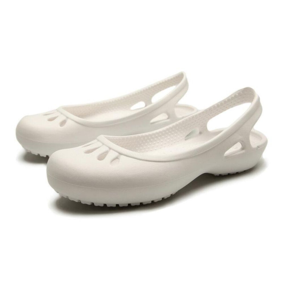 (white, 37) Summer Lightweight Non-slip Hole Shoes Women's Flat Sandals Nurse Shoes Casual Jelly Beach Shoes Female Waterproof Flip Flops