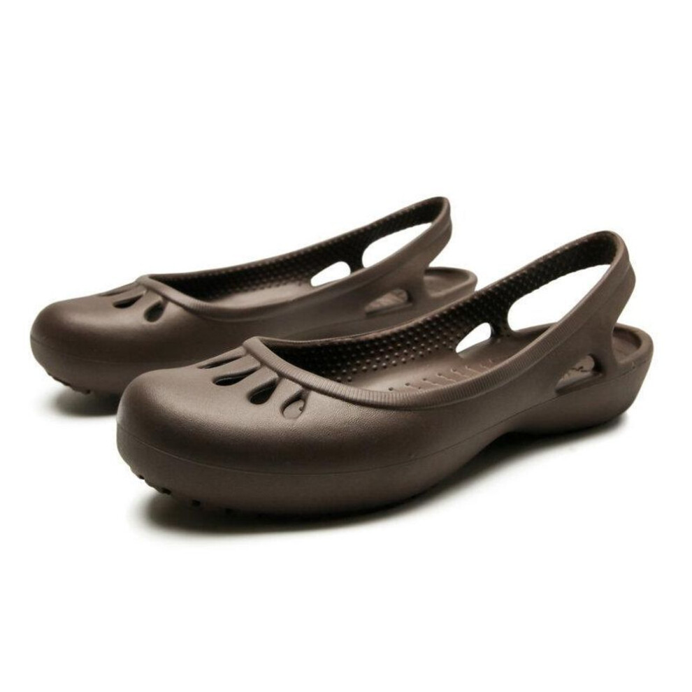 (coffee, 37) Summer Lightweight Non-Slip Hole Shoes Women's Flat Sandals Nurse Shoes Casual Jelly Beach Shoes Female Waterproof Flip Flops