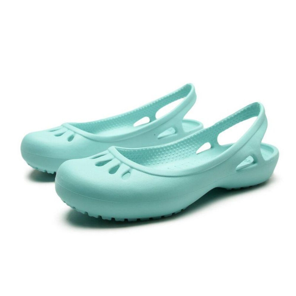 (lake blue, 35) Summer Lightweight Non-slip Hole Shoes Women's Flat Sandals Nurse Shoes Casual Jelly Beach Shoes Female Waterproof Flip Flops