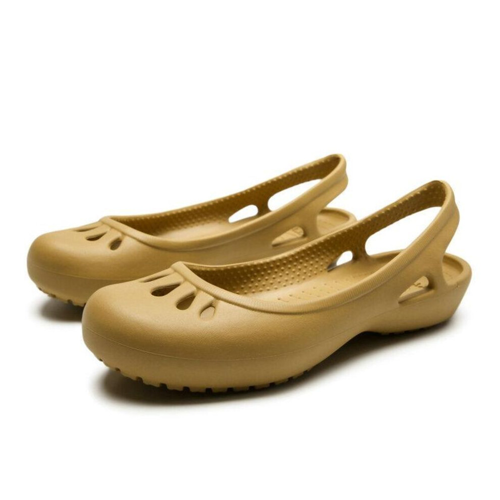 (gold, 36) Summer Lightweight Non-Slip Hole Shoes Women's Flat Sandals Nurse Shoes Casual Jelly Beach Shoes Female Waterproof Flip Flops