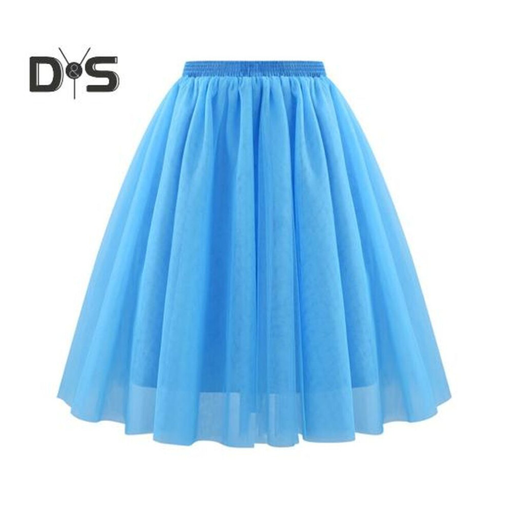 (M, sky blue) Women Retro Ballet Skirt Carnival Costume Petticoat Ballet 50s Multilayer Waist Underskirt Princess Dance Skirt for Cosplay 2025