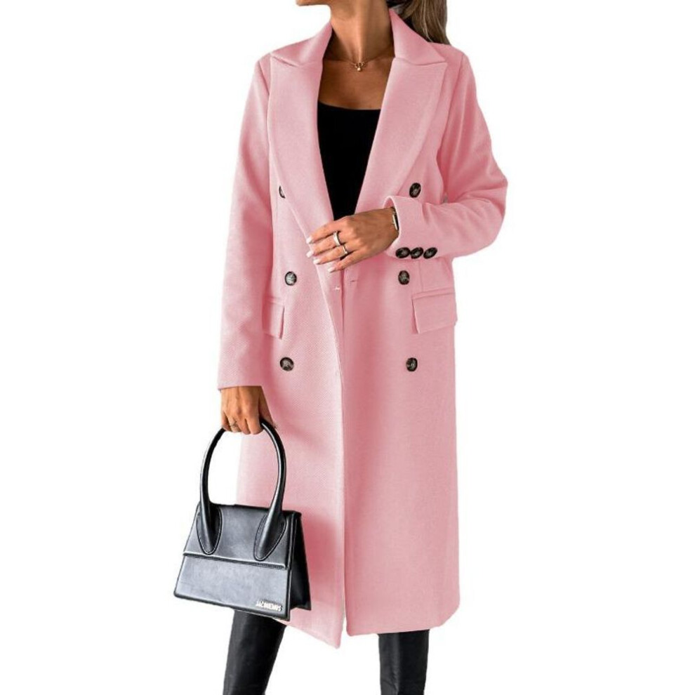 (pink, XXXL) YYFS Women's Fashion Casual Solid Color Print Autumn Winter Long Sleeve POLO Neck Jackets & Coats