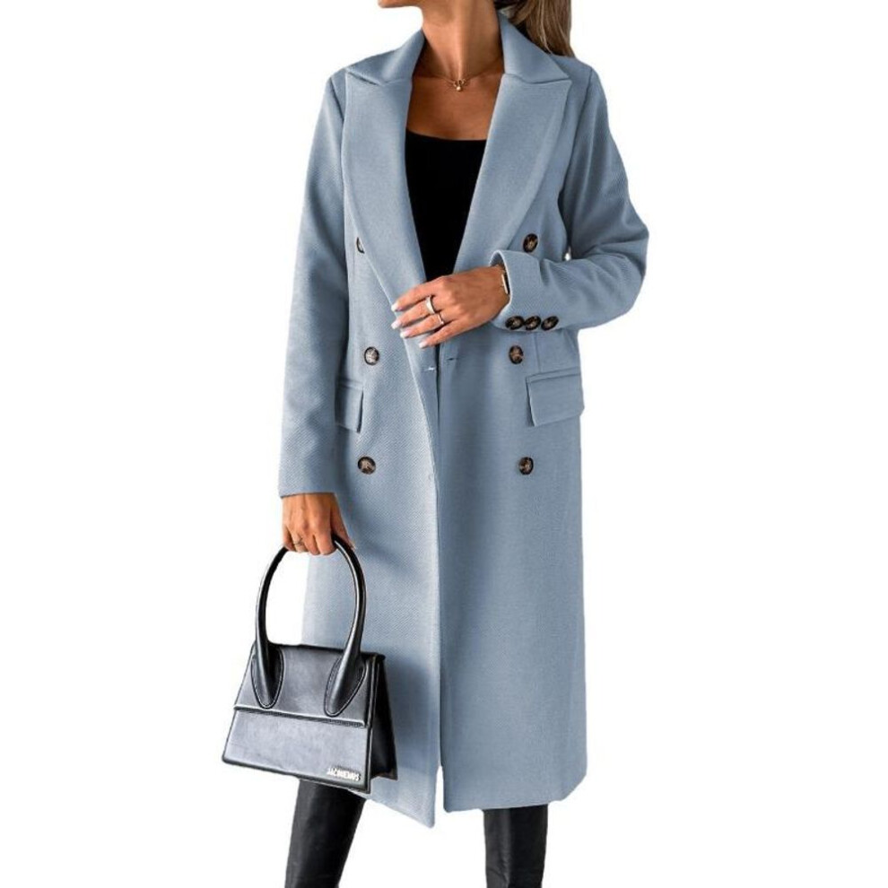 (sky blue, XXL) YYFS Women's Fashion Casual Solid Color Print Autumn Winter Long Sleeve POLO Neck Jackets & Coats