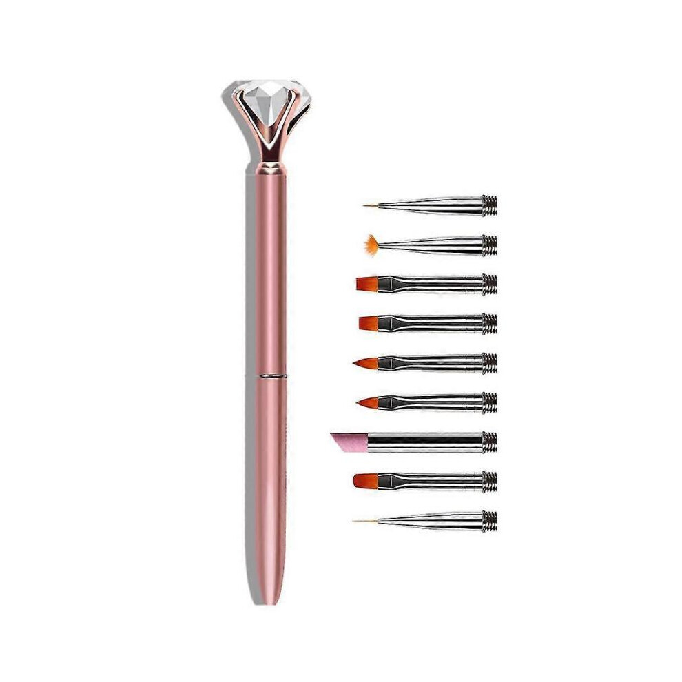 Diamond Acrylic Nail Art Brush Metal Handle Builder Uv Gel Nail Polish Brushes Painting Dotting Pen Liner Nail French Brush
