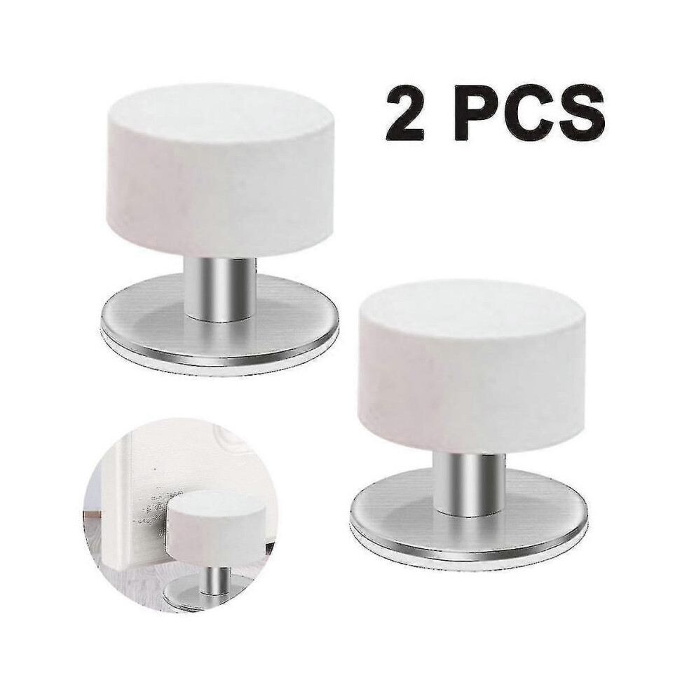 2 Pcs Self-adhesive Door Stoppers Robust Stainless Steel Rubber Stoppers