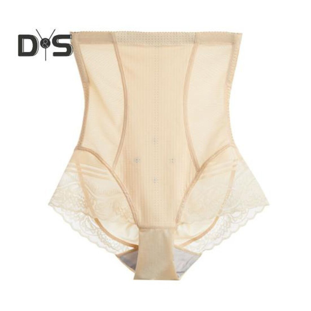 (beige, XL) Women Seamless Tummy Control Panties High Waisted Shapewear Boyshorts Lace Body Shaper Under Dress Short