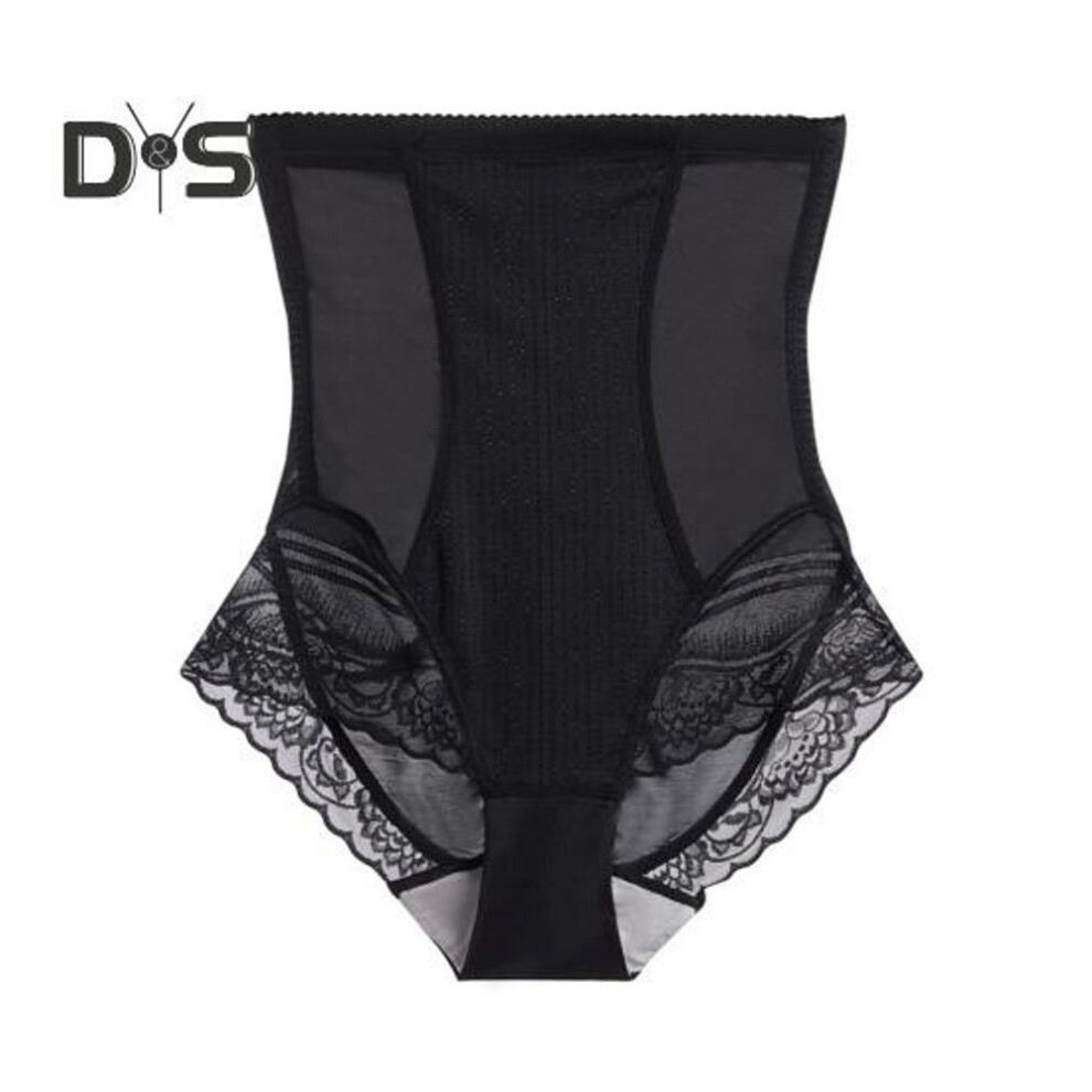 (black, 2XL) Women Seamless Tummy Control Panties High Waisted Shapewear Boyshorts Lace Body Shaper under Dress Short