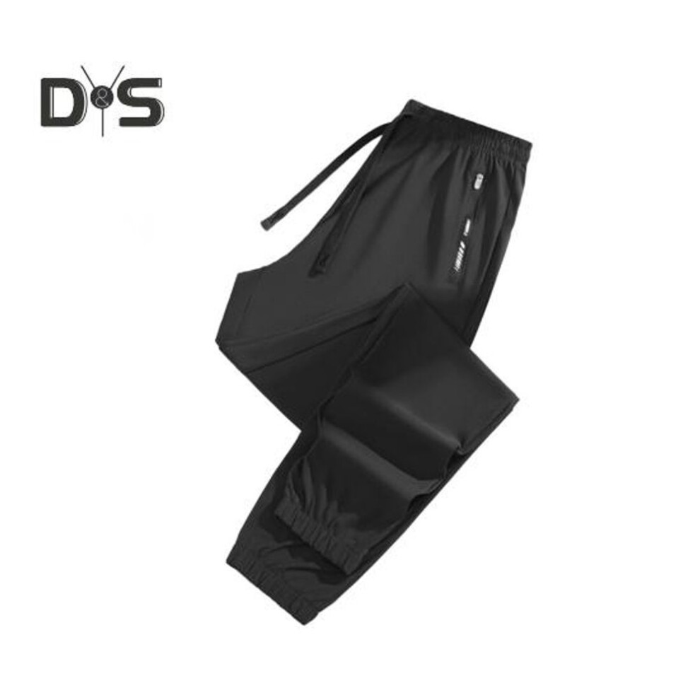 (black, XL) Unisex Stretch Quick Drying Pants Ice Silk Sport Stretch Active Pants Drawstring Casual Baggy Jogger with Pockets for Hiking Travel