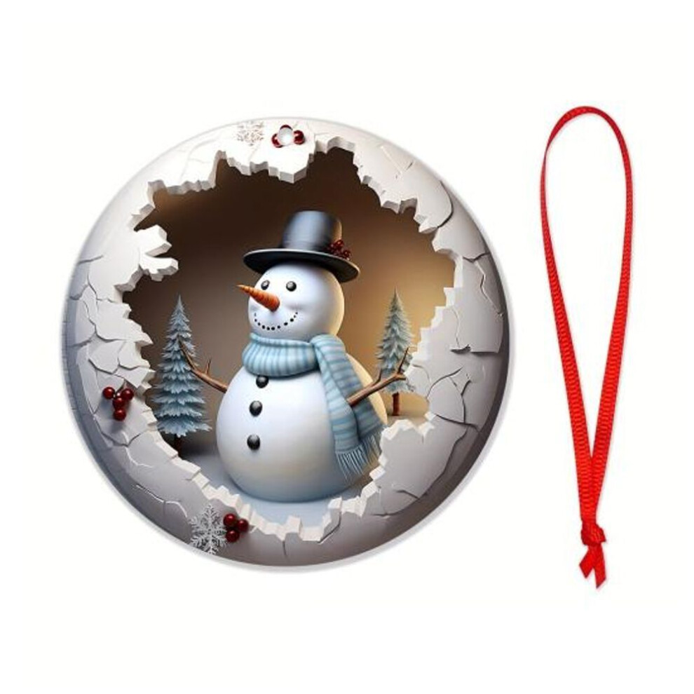 Christmas Tree Ornaments Cartoon Snowman Pendant 2D Flat Acrylic Hanging Decorations for Christmas Tree Backpack