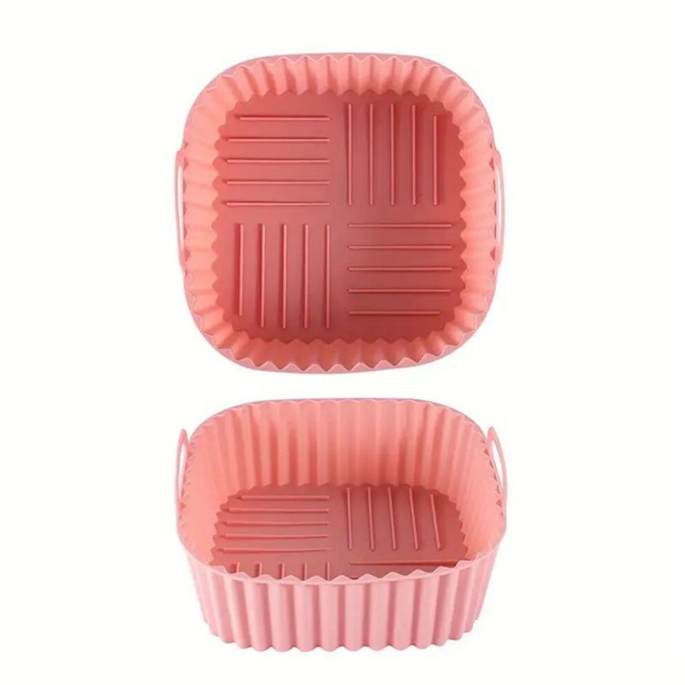 (pink, 1PC) 1pc Colorful Reusable Silicone Air Fryer Liner - 20.32cm Square, Fits 4-7 Qt Air Fryers, Oven & Microwave Safe, Non-Stick & Easy to Clean.